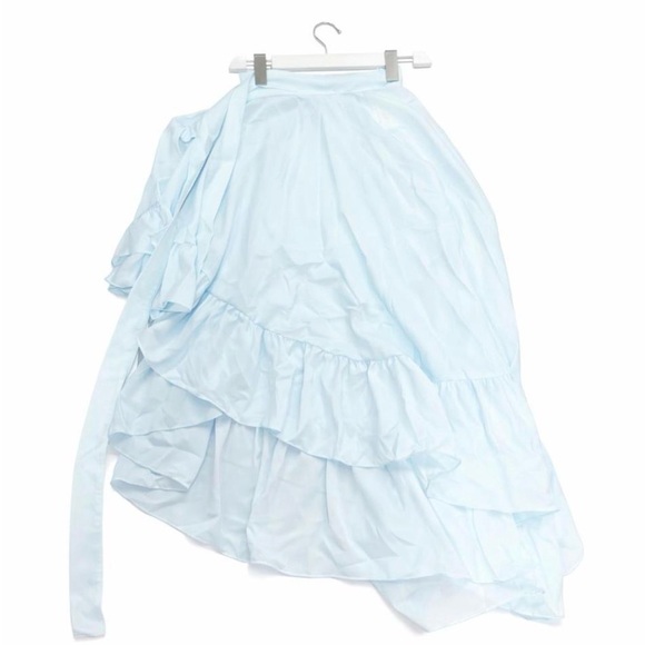 Chic Sky Blue High-Low Ruffle Skirt - Picture 2 of 2
